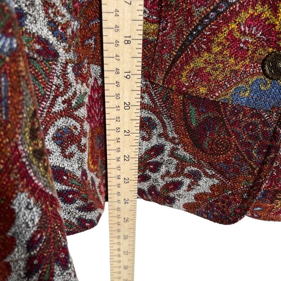 Coldwater Creek Blazer Womens Medium Red Paisley Colorful Boho Workwear Career - Picture 10 of 12
